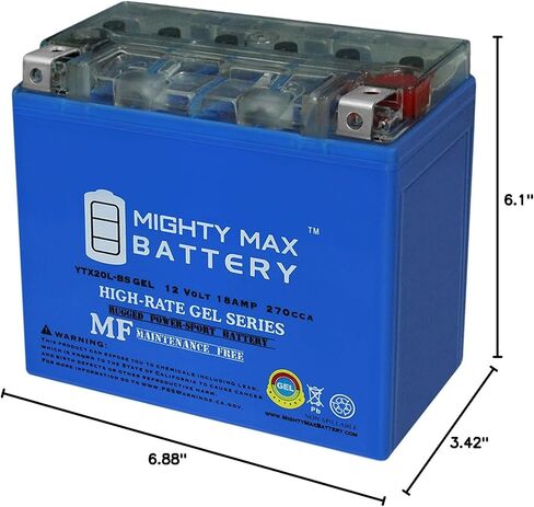 Mighty Max Battery YTX20L-BS GEL Battery for Yamaha YFM400F Big Bear 400 4x4 2000-2006 in Saudi Arabia