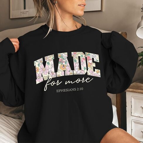 Christian Made for More Sweatshirts for Women Jesus Bible Verse Hoodie Graphic Long Sleeve Shirt Pullover Tops in Saudi Arabia