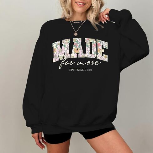 Christian Made for More Sweatshirts for Women Jesus Bible Verse Hoodie Graphic Long Sleeve Shirt Pullover Tops in Saudi Arabia