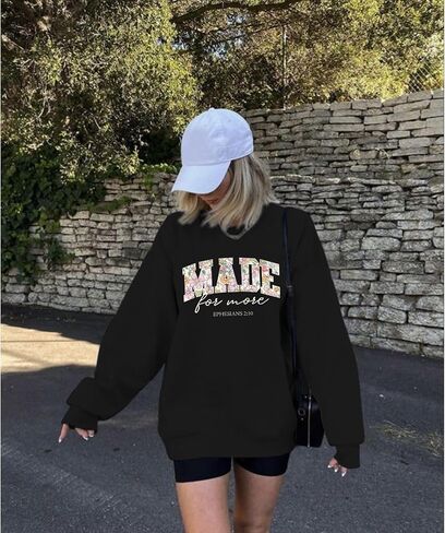 Christian Made for More Sweatshirts for Women Jesus Bible Verse Hoodie Graphic Long Sleeve Shirt Pullover Tops in Saudi Arabia