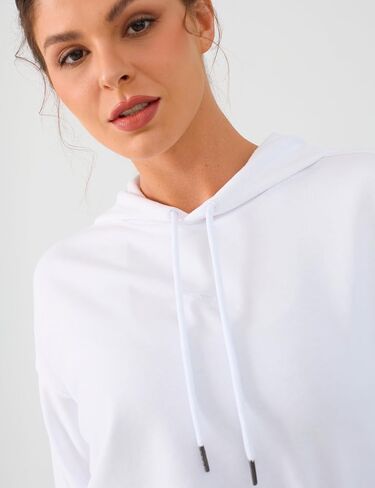 DITOK Cropped Hoodie Women Sweatshirt Oversize Long Sleeve Loose Crop Hoodies Ladies Drop Shoulder Pullover Casual Athletic in Kuwait