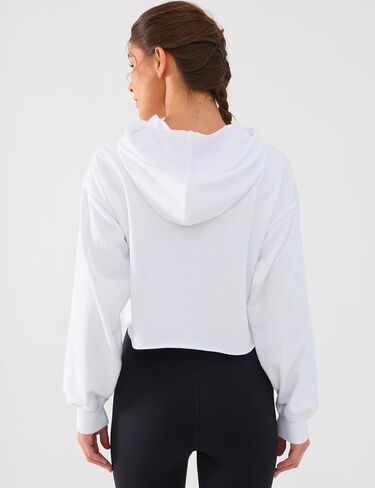 DITOK Cropped Hoodie Women Sweatshirt Oversize Long Sleeve Loose Crop Hoodies Ladies Drop Shoulder Pullover Casual Athletic in Kuwait