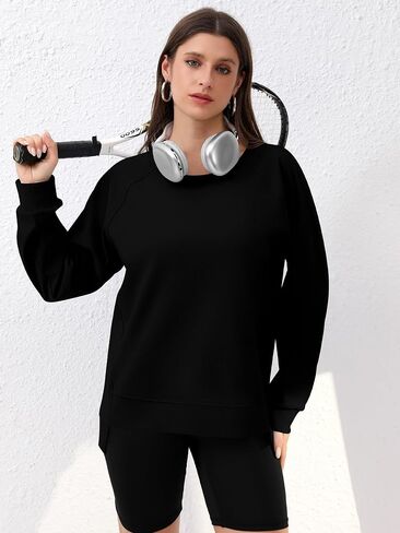 Women's Long Sleeve Crew Neck Workout Sweatshirts Loose Casual High Low Tunic Pullover Tops 2025 Fall Clothes in Saudi Arabia