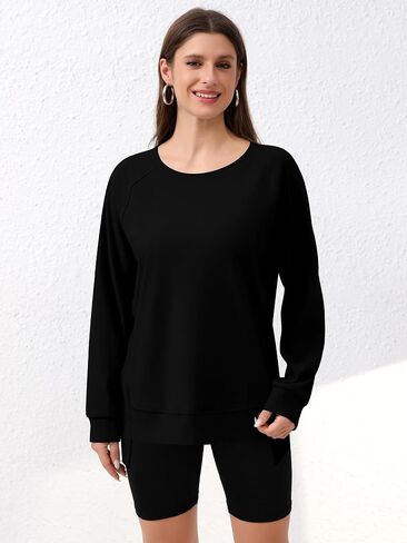 Women's Long Sleeve Crew Neck Workout Sweatshirts Loose Casual High Low Tunic Pullover Tops 2025 Fall Clothes in Saudi Arabia