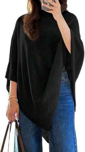 المرأة الأنيقة جولة الرقبة متماسكة مثلث المعطف الأعلى فضفاض الصلبة كم Batwing غير المتكافئة هيم البلوز التفاف الرأس in Kuwait