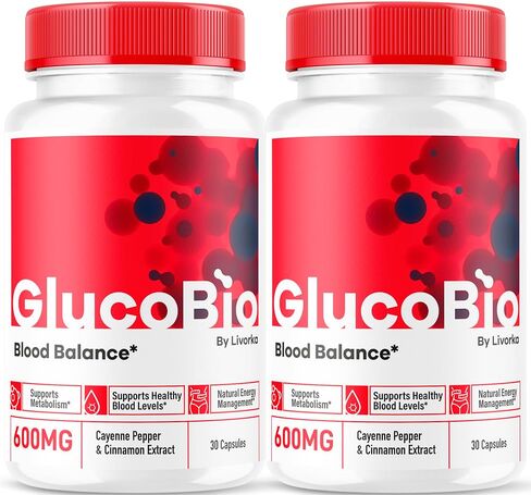 (2 Pack) GlucoBio Capsules - Official Gluco Bio Support Pills, Advanced Formula for Overall Balance, GlucoBio Pills, GlucoBio Supplement, Glucovio Reviews, 60 Capsules for 2 Months in Saudi Arabia