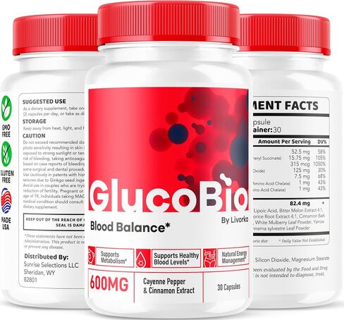 (2 Pack) GlucoBio Capsules - Official Gluco Bio Support Pills, Advanced Formula for Overall Balance, GlucoBio Pills, GlucoBio Supplement, Glucovio Reviews, 60 Capsules for 2 Months in Saudi Arabia