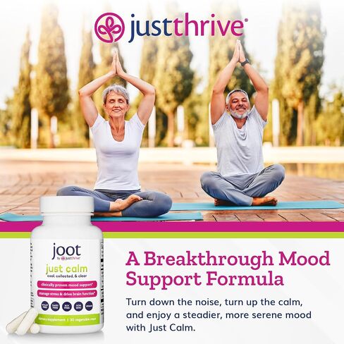 Just Thrive - Just Calm - مدير الكورتيزول - مكمل مهدئ ودعم الذاكرة والمزاج - نباتي، 30 كبسولة هادئة in Kuwait