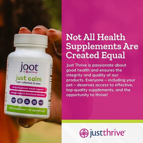 Just Thrive - Just Calm - مدير الكورتيزول - مكمل مهدئ ودعم الذاكرة والمزاج - نباتي، 30 كبسولة هادئة in Kuwait