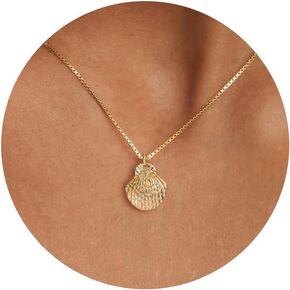 قلادة ذهبية للنساء - قلادة أنيقة مطلية بالذهب عيار 14 قيراط على شكل زهرة متقاطعة على شكل قرن إيطالي على شكل حيوان بوت على الشاطئ للنساء in Kuwait