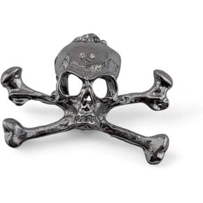 Gunmetal Black Jolly Roger Pin dark silvertone skull & crossbones metal pirate brooch in Kuwait