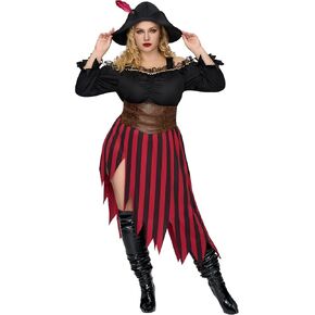 أزياء الهالوين النسائية ذات الحجم الكبير من Spooktacular Creations مع قبعة القرصان لحفلات الهالوين التنكرية in Saudi Arabia