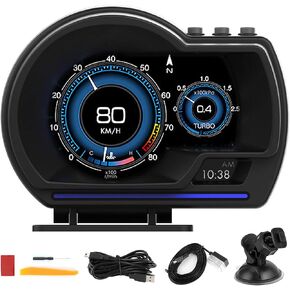 ، Qiilu Car Obd2 + Smart Gauge Car HUD عداد السرعة Turbo RPM إنذار لشاحنة السيارة in Saudi Arabia