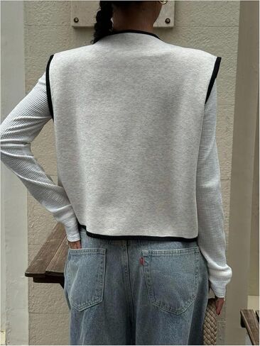 Verdusa Women‘s Comfiest Airport Outfits Button Down Sleeveless Sweater Vest Tops Cozy Cardigans in Kuwait