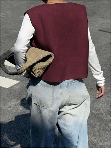 Verdusa Women‘s Comfiest Airport Outfits Button Down Sleeveless Sweater Vest Tops Cozy Cardigans in Kuwait