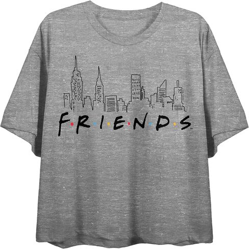 Friends TV New York Skyline Women's Athletic Heather Crew Neck Short Sleeve Crop Top in Kuwait