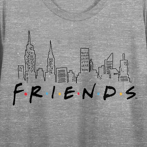 Friends TV New York Skyline Women's Athletic Heather Crew Neck Short Sleeve Crop Top in Kuwait
