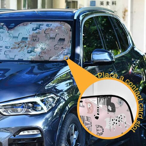 أسود القط عيون الحيوان الزجاج الأمامي للسيارة الشمس الظل طوي الأشعة فوق البنفسجية الشمس قناع حامي ظلة للحفاظ على سيارتك باردة (55 "× 27.6") in Kuwait