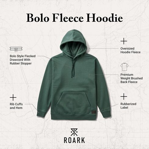 بلوفر بغطاء للرأس من الصوف من Roark Bolo للرجال - سويت شيرت من مزيج القطن متوسط ​​الوزن، طبقة يومية مع جيب الكنغر وغطاء للرأس in Kuwait