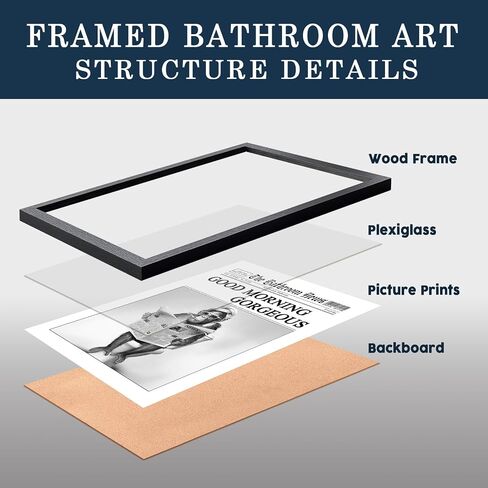 Framed Funny Bathroom Wall Art Decor 12"x16", Black and White Funny Gorilla Artwork Good Morning Gorgeous Wall Pictures Humourous Animal Canvas Prints for Bathroom Wall Decor in Saudi Arabia