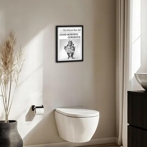 Framed Funny Bathroom Wall Art Decor 12"x16", Black and White Funny Gorilla Artwork Good Morning Gorgeous Wall Pictures Humourous Animal Canvas Prints for Bathroom Wall Decor in Saudi Arabia
