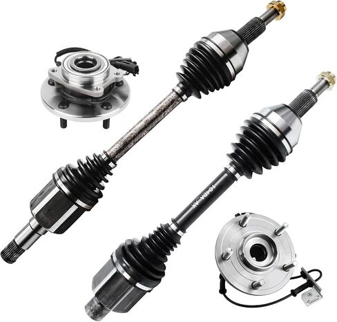 Detroit Axle - Front CV Axles Kit for 2012-2018 Dodge Grand Caravan Chrysler Town & Country Ram C/V, 2 CV Axle Shafts 2 Wheel Bearing and Hubs 2013 2014 2015 2016 2017 Replacement in Saudi Arabia