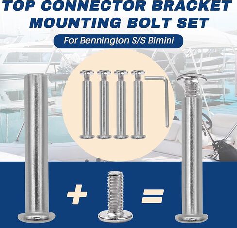 2 Pack OEM 001177 005362 Top Connector Bracket Mounting Bolt - Compatible with Bennington SS Bimini - 304 Stainless Steel with Hex Wrench - for Bennington Pontoon Accessories & Boat Parts in Kuwait