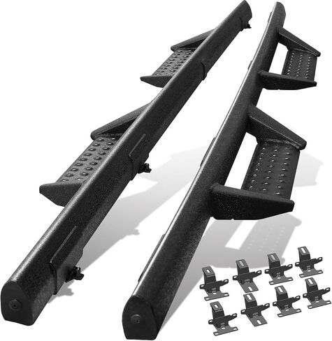 BINARY STAR Curve Design Running Boards Compatible with Vehicle 2020-2025 Jeep Gladiator Jt 4 Door, Rock Rails Sliders Drop Down Side Steps Made with Carbon Steel. in Saudi Arabia