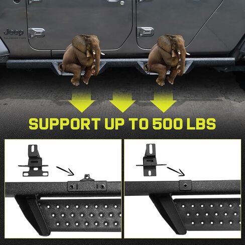 BINARY STAR Curve Design Running Boards Compatible with Vehicle 2020-2025 Jeep Gladiator Jt 4 Door, Rock Rails Sliders Drop Down Side Steps Made with Carbon Steel. in Saudi Arabia