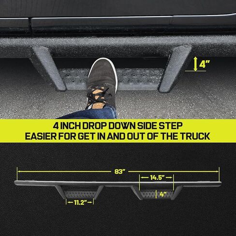 BINARY STAR Curve Design Running Boards Compatible with Vehicle 2020-2025 Jeep Gladiator Jt 4 Door, Rock Rails Sliders Drop Down Side Steps Made with Carbon Steel. in Saudi Arabia