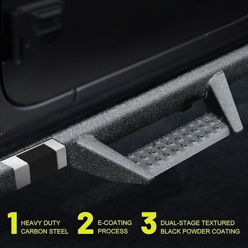 BINARY STAR Curve Design Running Boards Compatible with Vehicle 2020-2025 Jeep Gladiator Jt 4 Door, Rock Rails Sliders Drop Down Side Steps Made with Carbon Steel. in Saudi Arabia