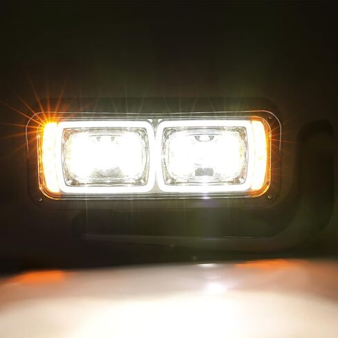 مصابيح أمامية LED من KUAFU DRL مع أذرع تثبيت متوافقة مع Peterbilt 357 359 365 367 378 379 389 567 مع حزام ومصابيح كروم الإسكان عدسة شفافة 2 قطعة in Saudi Arabia
