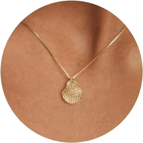 قلادة ذهبية للنساء - قلادة أنيقة مطلية بالذهب عيار 14 قيراط على شكل زهرة متقاطعة على شكل قرن إيطالي على شكل حيوان بوت على الشاطئ للنساء in Kuwait