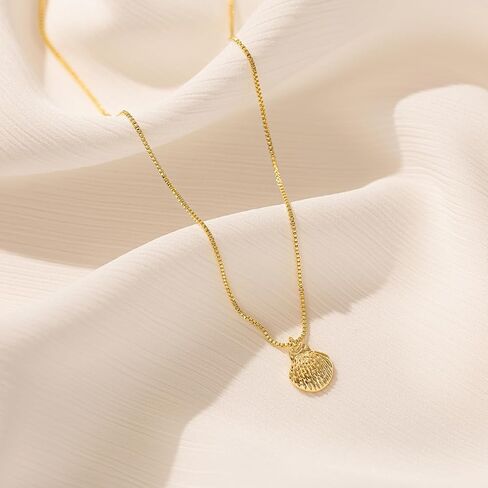 قلادة ذهبية للنساء - قلادة أنيقة مطلية بالذهب عيار 14 قيراط على شكل زهرة متقاطعة على شكل قرن إيطالي على شكل حيوان بوت على الشاطئ للنساء in Kuwait