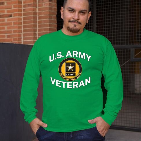 US Army Veteran Soldier for Life Long Sleeve T-Shirt Military Pride DD 214 Patriotic Armed Forces Gear Licensed in Saudi Arabia