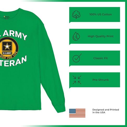 US Army Veteran Soldier for Life Long Sleeve T-Shirt Military Pride DD 214 Patriotic Armed Forces Gear Licensed in Saudi Arabia