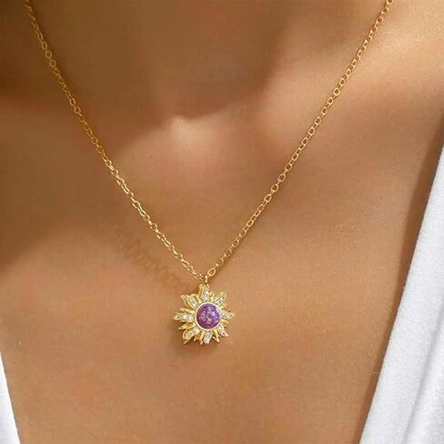 Rapunzel Sun Necklace for Women Tangled Necklace Gold Sun Necklace Purple Opal Pendant Neckalce Healing Crystal Necklace Halloween Trendy Jewelry in Saudi Arabia
