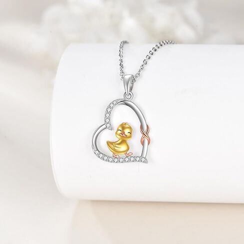 Duck Gifts Necklace 925 Sterling Silver Duck Pendant Necklace Infinity Heart Duck Jewelry for Women Duck Lovers Gifts in Saudi Arabia