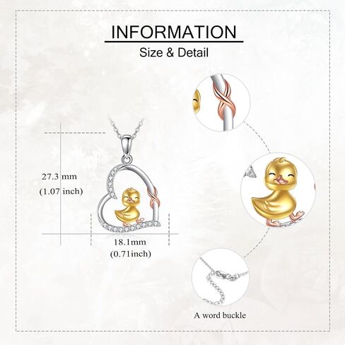 Duck Gifts Necklace 925 Sterling Silver Duck Pendant Necklace Infinity Heart Duck Jewelry for Women Duck Lovers Gifts in Saudi Arabia
