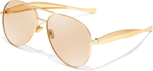 FEISEDY Oversized Aviator Sunglasses Women Men - Retro Gold Metal Chunky Frame, UV400 for Driving & Daily Wear B0311 in Kuwait