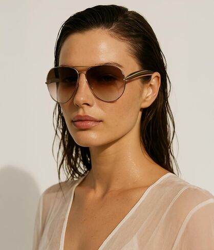 FEISEDY Oversized Aviator Sunglasses Women Men - Retro Gold Metal Chunky Frame, UV400 for Driving & Daily Wear B0311 in Saudi Arabia
