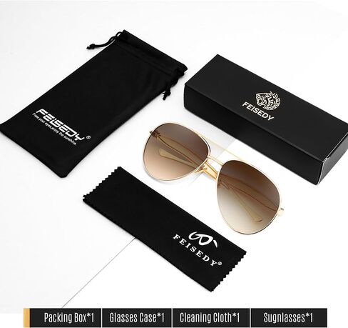 FEISEDY Oversized Aviator Sunglasses Women Men - Retro Gold Metal Chunky Frame, UV400 for Driving & Daily Wear B0311 in Saudi Arabia