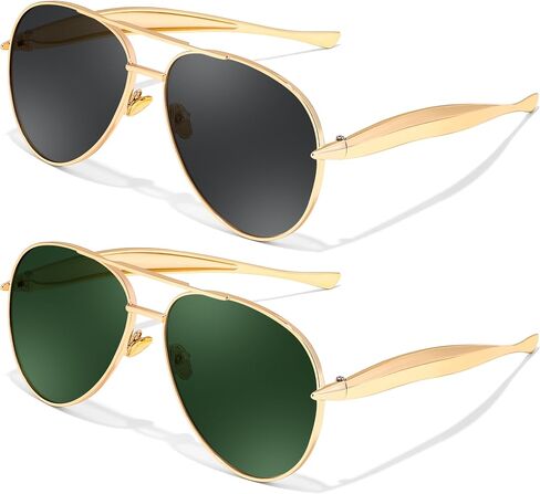 FEISEDY Oversized Aviator Sunglasses Women Men - Retro Gold Metal Chunky Frame, UV400 for Driving & Daily Wear B0311 in Kuwait