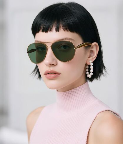 FEISEDY Oversized Aviator Sunglasses Women Men - Retro Gold Metal Chunky Frame, UV400 for Driving & Daily Wear B0311 in Kuwait