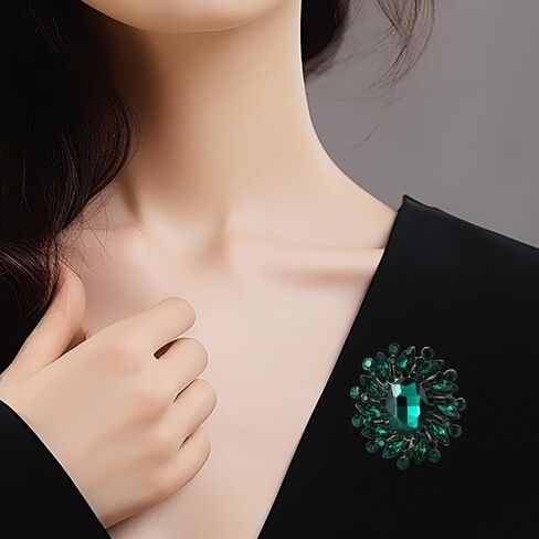 Rhinestone Brooch for Women,Vintage Crystal Flowers Brooch Statement Crystal Glass Lapel Pins Prom Classic Jewelry in Saudi Arabia