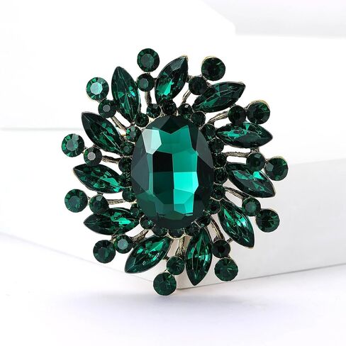 Rhinestone Brooch for Women,Vintage Crystal Flowers Brooch Statement Crystal Glass Lapel Pins Prom Classic Jewelry in Saudi Arabia