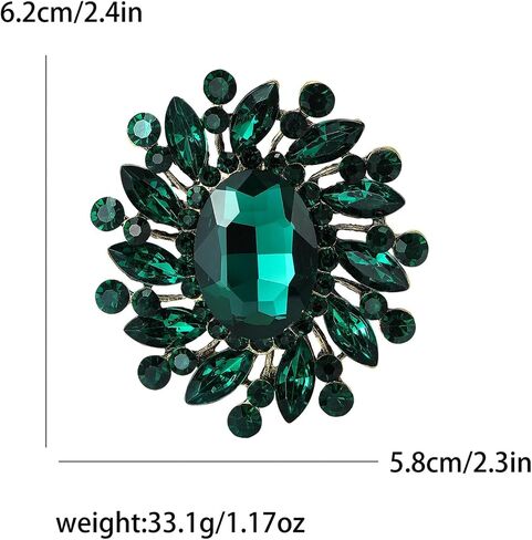 Rhinestone Brooch for Women,Vintage Crystal Flowers Brooch Statement Crystal Glass Lapel Pins Prom Classic Jewelry in Saudi Arabia
