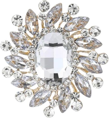 Rhinestone Brooch for Women,Vintage Crystal Flowers Brooch Statement Crystal Glass Lapel Pins Prom Classic Jewelry in Saudi Arabia