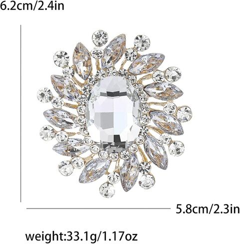 Rhinestone Brooch for Women,Vintage Crystal Flowers Brooch Statement Crystal Glass Lapel Pins Prom Classic Jewelry in Saudi Arabia
