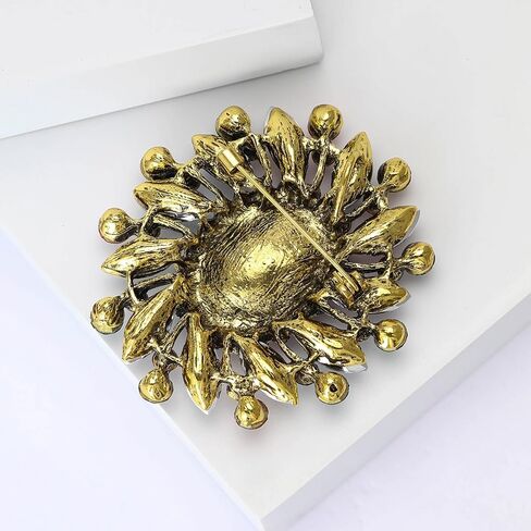 Rhinestone Brooch for Women,Vintage Crystal Flowers Brooch Statement Crystal Glass Lapel Pins Prom Classic Jewelry in Saudi Arabia